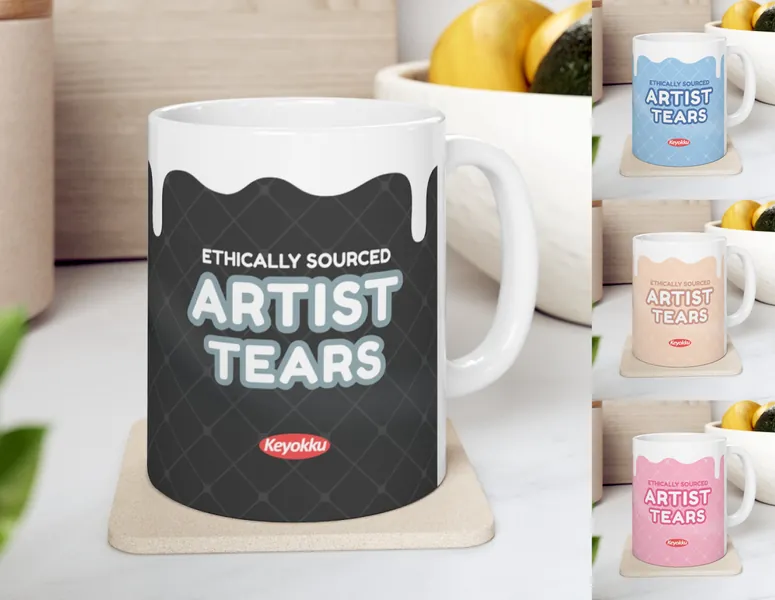 Artist Tears Mug Meme Gag Gift Twitch Vtuber Gamer Streamers Fans