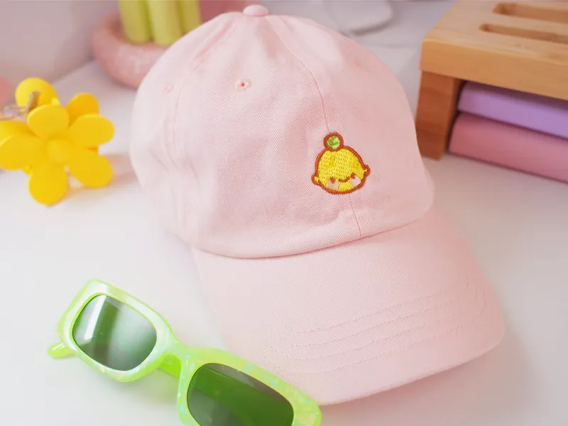 Kawaii Pastel Pink Lemon Design Cap ~ Cute Low Profile Cap ~ Kawaii Caps ~ Cute Hats ~ Kawaii Peach Summer Cap ~ Cute Fashion ~ Pastel