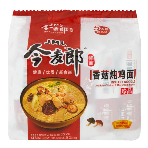 Jinmailang Chicken and Mushroom Flavour Instant Noodle 5 Packets, 545 g, Chicken and Mushroom