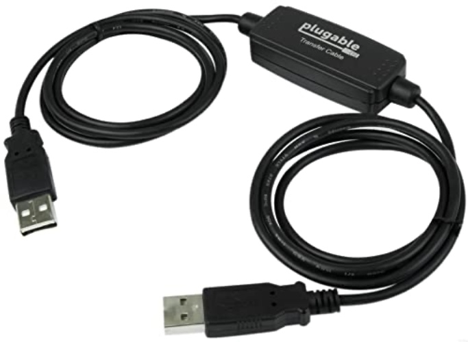 Plugable USB Transfer Cable, Unlimited Use, Transfer Data Between 2 Windows PC's, Compatible with Windows 11, 10, 7, XP, Bravura Easy Computer Sync Software Included