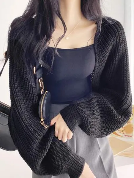 DAZY Batwing Sleeve Ribbed Knit Duster Cardigan