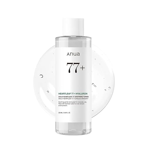 Anua Heartleaf 77 Soothing Toner I pH 5.5 Trouble Care, Calming Skin, Refreshing, Hydrating, Purifying, Cruelty Free, Vegan,(250ml / 8.45 fl.oz.) - Unscented - 8.45 Fl Oz (Pack of 1)
