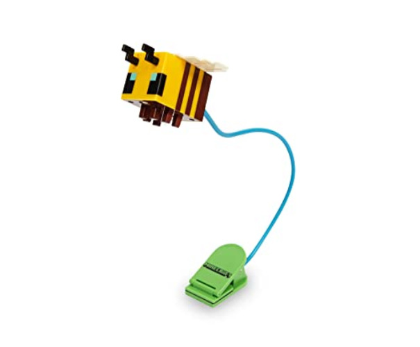 Minecraft Yellow Bee Battery-Powered Reading Light With Clip and Adjustable Arm | Night Light Mood Lamp For Books and Kindles, Home Decor Room Essentials | Video Game Gifts And Collectibles