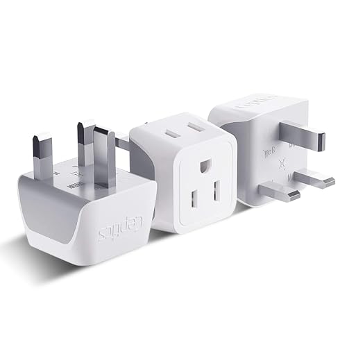 Ceptics UK Travel Plug Adapter, 2 in 1 Type G Adapter, US to UK Adapter, Ireland, Dubai Travel Adapter with Dual USA Inputs, CE, RoHS - HK Outlet Adapter, 3 Pack - Type G - UK / Hong Kong / UAE