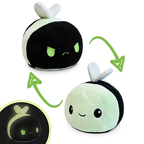 TeeTurtle - The Original Reversible Bee Plushie - Glow in the Dark - Cute Sensory Fidget Stuffed Animals That Show Your Mood - Perfect for Halloween!