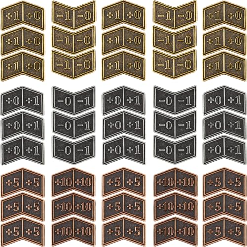 45 Pieces Antique Metal Buff Counter Tokens Magic The Gathering Token Creature Stats or Loyalty Counters for MTG CCG Card Gaming Accessories with Velvet Bag