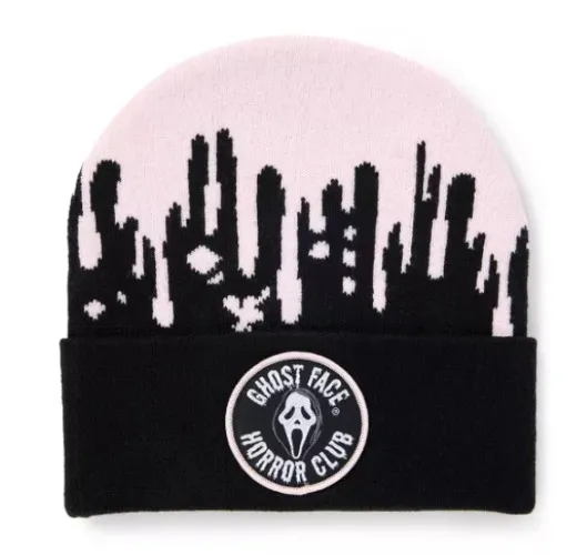 Ghost Face Horror Club Pink Drip Cuff Beanie Hat - Spirithalloween.com