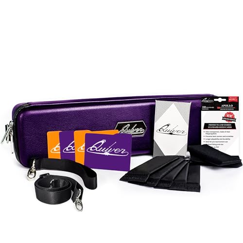 Quiver Time Purple Quiver Card Carrying Case - Playing Card Case Holder for Trading Cards, MTG Card Storage Bag Deck Box Card Case (+Wrist & Shoulder Strap, Dividers + 100 Apollo Card Sleeves) - Purple - Quiver Card Carrying Case