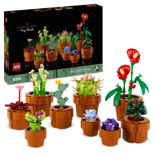 LEGO Botanicals Tiny Plants Set, Artificial Flowers in 9 Buildable Terracotta-Coloured Pots, Botanical Collection, Home Decor Accessory, Floral Birthday Toys Idea for Men and Women 10329