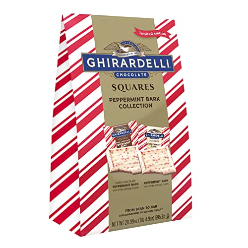 GHIRARDELLI Chocolate Squares, Peppermint Bark Assorted Chocolates, 20.99 OZ Bag