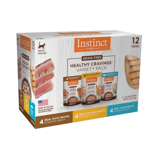 Instinct Healthy Cravings Grain Free Recipe Variety Pack Natural Wet Cat Food Topper by Nature's Variety, 3 oz. Pouches (Pack of 12) - Duck - 3 Ounce (Pack of 12)