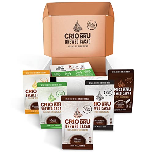 Sampler Starter Kit/Set (5 Varieties) | Natural Healthy Brewed Cacao Drink | Great Substitute to Herbal Tea and Coffee | 99% Caffeine Free | Keto Whole-30 Honest Energy (Kit (No French Press)) - Sampler Starter Kit (No French Press)