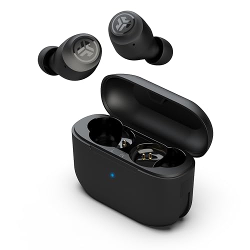 JLab Go Air Pop True Wireless Bluetooth Earbuds + Charging Case, Black, Dual Connect, IPX4 Sweat Resistance, Bluetooth 5.1 Connection, 3 EQ Sound Settings Signature, Balanced, Bass Boost - Black - Pop