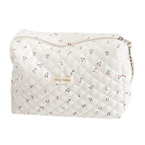 JQWSVE Kawaii Coquette Makeup Bag Cute Cosmetic Bag Aesthetic Floral Makeup Pouch Travel Toiletry Bags for Women Girls Kawaii Stuff - 03-White