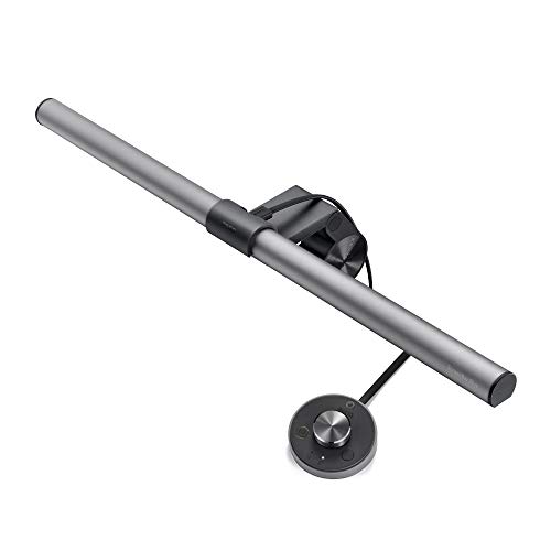 BenQ ScreenBar Plus e-Reading LED Computer Monitor Light Lamp with Desktop Dial, Auto-Dimming and Hue Adjustment, No Screen Glare, Space Saving, USB Powered, Matte Silver - ScreenBar w/ Dial