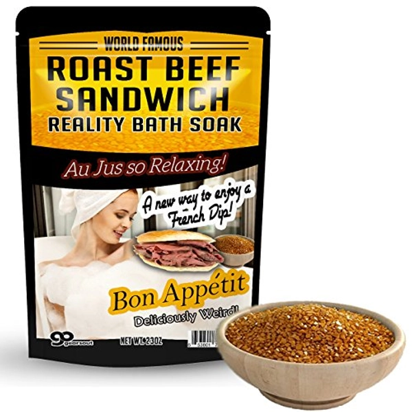 Roast Beef Sandwich Bath Soak – Amber Bath Salts Luxury Bath Funny Girlfriend Gifts for Best Friends Bath and Body Gifts for Men Sea Salts Funny Spa Gifts for Men Weird Gifts Au Jus French Dip - Fig - 1.43 Pound (Pack of 1)