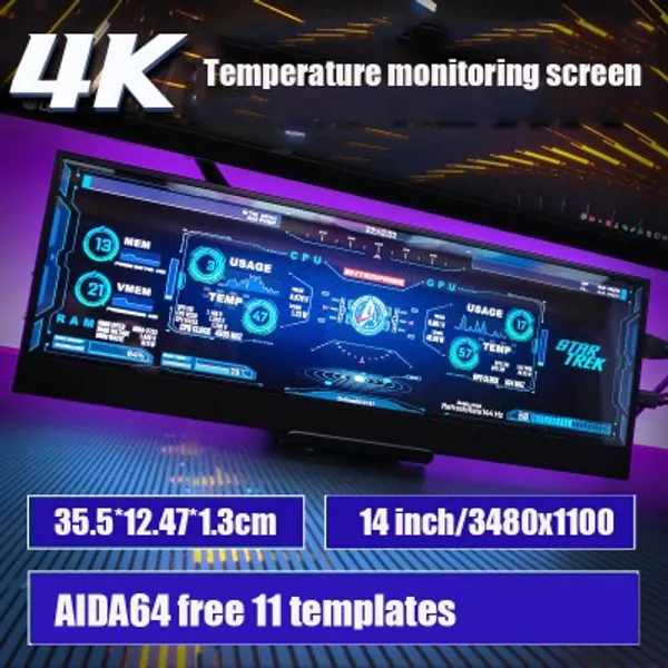 14" 3480x1100 IPS Screen