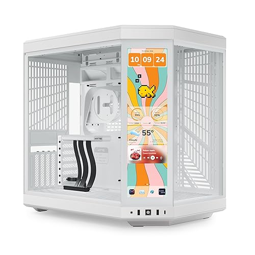 HYTE Y70 Touch Infinite Dual Chamber ATX Mid Tower Modern Aesthetic Case with Integrated 2.5K LCD Touchscreen - Snow White