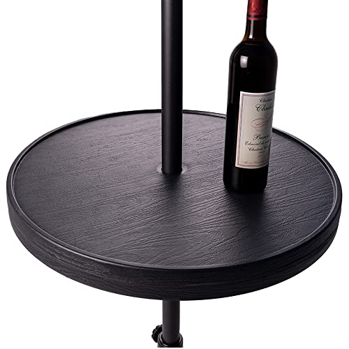 Sundale Outdoor Adjustable Umbrella Table, 23'' Portable Round Umbrella Table Tray for 1.5ft Umbrella Pole, Contains Fittings for Hanging Wine Glasses, for Beach Patio Poolside - 23-in