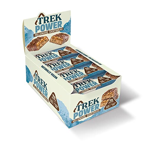 TREK Protein Power Bar Millionaire Shortbread - Plant Based - Gluten Free - Vegan Snack - 55g x 16 bars - Millionaire Shortbread