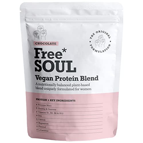 Free Soul Vegan Protein Powder | Formulated for Women | 600g | 20g Protein | Added Nutrients | Gluten & Soy Free Plant Based Nutrition Protein Shake | Pea and Hemp Isolate Protein (Chocolate) - Chocolate - 600 g (Pack of 1)