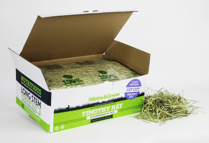 Nibble&Gnaw Timothy Hay 1.6Kg | Fresh, Green, Dust-Free, Long-Stem, Sun-Dried Feeding Hay | Rabbits, Guinea Pigs, Hamsters | First Cut | 100% Natural Food
