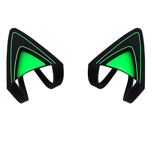 HUYUN Silicone Cat Kitty Ears Lovely Attachable Accessory Compatible for Razer Kraken 2019, Kraken TE Headsets (Green) - Green