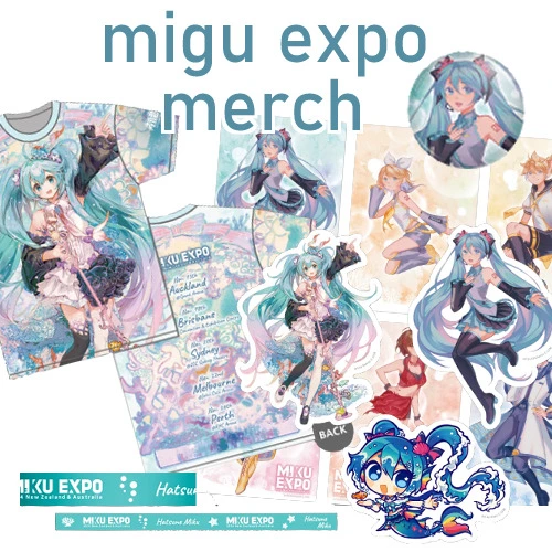 More Miku Expo Merch (Glowstick film, T-Shirt, Miku button, stickers & wristband) | MIKU EXPO 2024 New Zealand & Australia