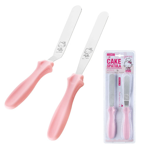 CHEFMADE Hello Kitty Cake Icing Spatula, 9-Inch 2Pcs Stainless Steel Butter Cream Cake Spatula Baking Pastry Baking Cake Decorating Spatula (Pink) - 03 - 9" Spatula