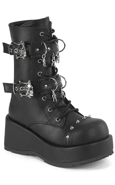 CUBBY-54 Black Vegan Leather Ankle Boots