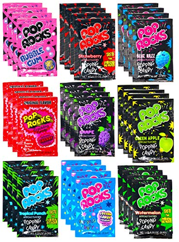 Pop Rocks Crackling Candy Variety Pack Classic Popping Candy - Pop Rocks Candy, Pop Rocks Bulk Candy, Nine Different Flavors Bulk Pop Rocks Popping Candy (36 Count) - 36 Count