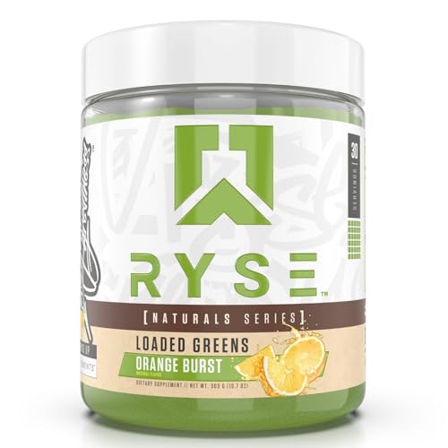 Ryse Loaded Greens Daily Superfood Powder | Essential Micronutrients, Antioxidants, & Vitamins | Natural Energy, Detox, Immunity | 30 Servings (Orange Burst) - Orange Burst