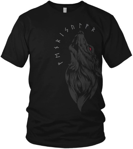 North - Fenriswolf 1.0 - Wikinger Walhalla Runen Wolf - Vikings Valhalla Fenrir - Wodan Rune - Herren T-Shirt Geschenk für Männer - XL Schwarz / Rot