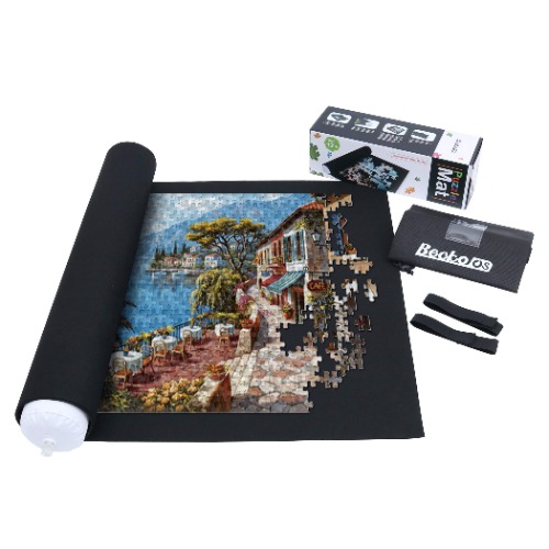 Becko Puzzle Roll Jigsaw Aufbewahrungsfilzmatte Puzzle-Speichersystem Puzzleunterlage Puzzlematte Jigroll bis zu 1500 Stück umweltfreundliches Material für Jigsaw Puzzle Player Box mit Kordelzug - 