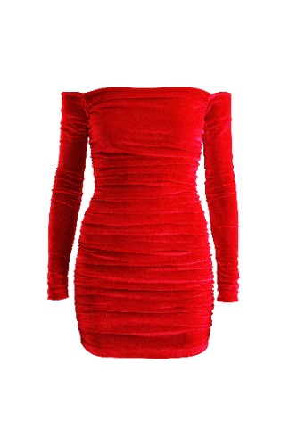 Essential Velvet Mini Dress - 8 / Red Velvet