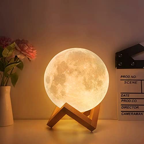 Mond Lampe 3d Druck, Mondlampe Kugel 20cm, Lunalamp mit Fernbedienung, Moonlight Lampe Dimmbar, Mondlicht RGB-16 Farbewechsel - L(20cm)