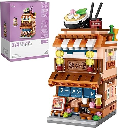 Modular Haus Architektur Modell, 412 Teile Modular Japanese Ramen-Shop Architektur Modellbausatz, Puppenhaus Miniatur DIY Kit für Kinder, Nicht Kompatibel mit Lego - 1654