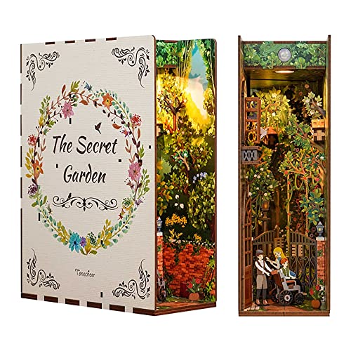 Cuteefun DIY Book Nook Kit, DIY Miniatur Puppenhäuser Haus Kit mit Möbeln, Booknook Bücherregaleinsatz Kits Weihnachten Geburtstag Geschenk (der Geheime Garten) - E Geheime Garten