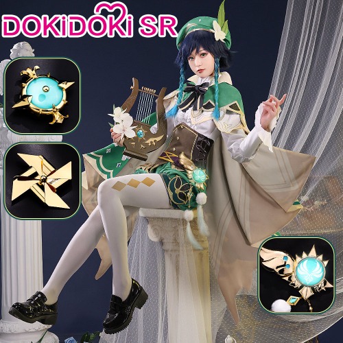 【 Ready For Ship 】【Size S-2XL】DokiDoki-SR Game Genshin Impact Cosplay Venti Costume / Shoes | Upgrade Ver. Costume Only（Metal Accessories）-XL