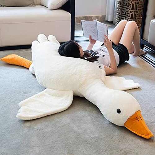 Tanha Giant Goose Plush, 6 Foot Goose Stuffed Animal, Cute Stuffed Goose, Soft White Duck Plush Gift for Girlfriend, Kids or Best Friend（75inch, 190cm） - 75inch / 190cm - White