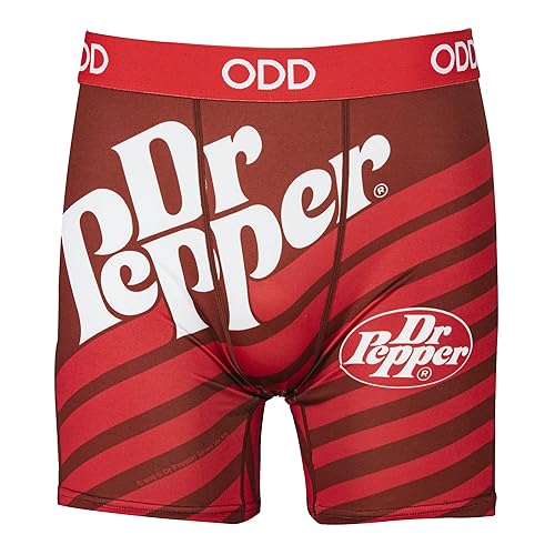 Odd Sox, Fun Boxer Briefs for Men, Crush, Dr. Pepper, 7 Up Soda Bold Logo Prints - Large - Dr Pepper Stripes