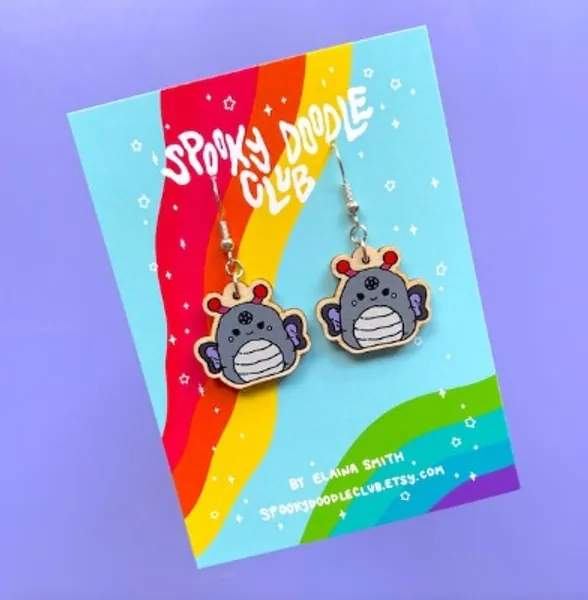 SPOOKY SQUISHMALLOW EARRINGS  Spooky Doodle Club Wooden | Etsy