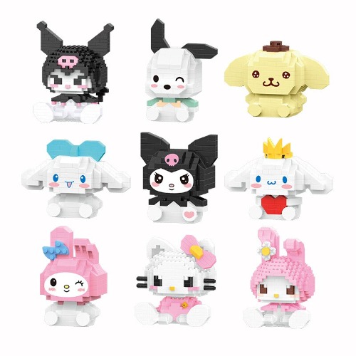 Kawaii Building Blocks - Hello Kitty, Kuromi, My Melody, Cinnamoroll, Pompompurin, Pochacco