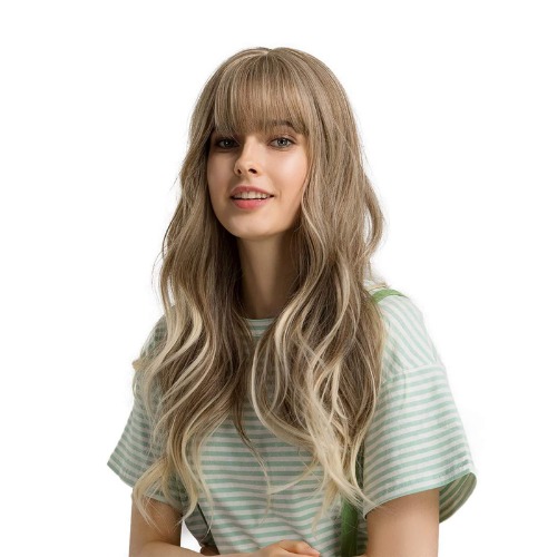Esmee 24"Wigs for Women Synthetic Wigs Long Wavy Blond with Fluffy Air Bangs Light - Blonde