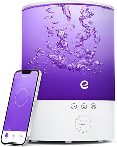 Esemoil Cool Mist Humidifiers for Bedroom Large Room, 2.5L Smart WiFi Baby Air Humidifier with Top-Fill & 28dB Quiet, 24H Ultrasonic Diffuser for Plants, 8 Color Light, Voice Control, Works with Alexa - White（WiFi）