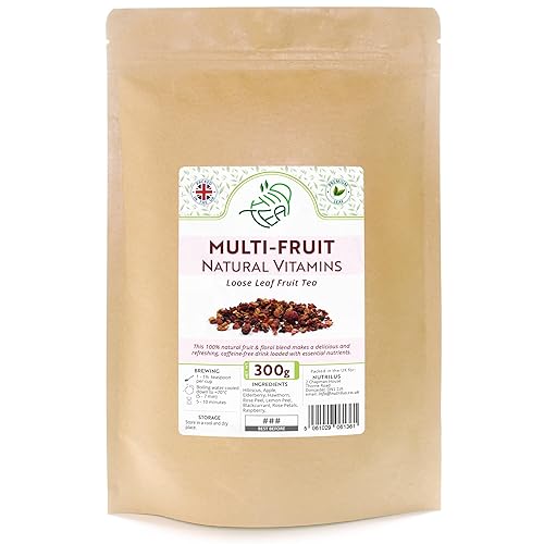 Multi-Fruit Loose Fruit & Herbal Tea - Natural Vitamins – Mix of Fruits and Flowers – Immune System & Metabolism – Hibiscus & Apple & Elderberry & Rose & Lemon Peel & Raspberry & More (300g) - 300g