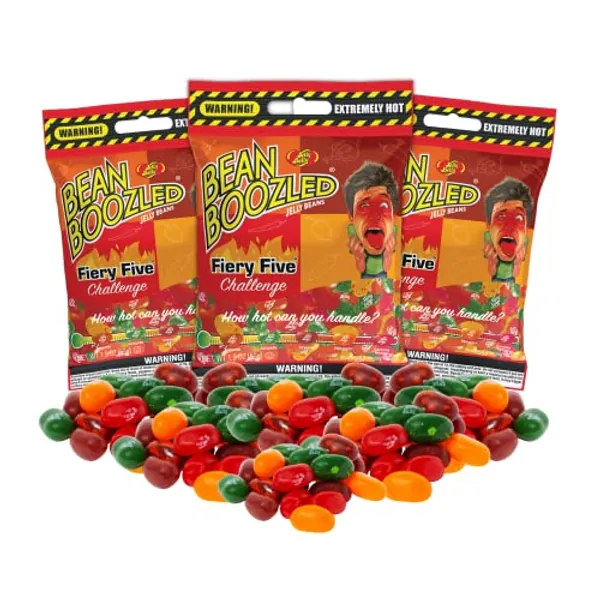 Extremely Hot Jelly Bean Challenge Refill Bags, Five Spicy Flavored Chewy Candies, Grab and Go Packaged Snack, Pack of 3