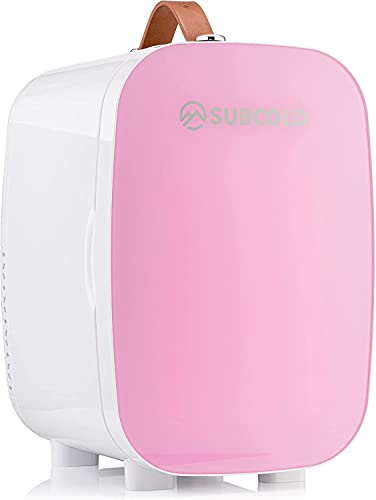 Subcold Pro6 Luxury Mini Fridge Cooler | 6 Litre / 8 Cans | AC and Exclusive USB Power Option | Portable Small Fridge for the Office, Bedroom, Car, Travel, Skincare & Cosmetics (Pink) - Pink