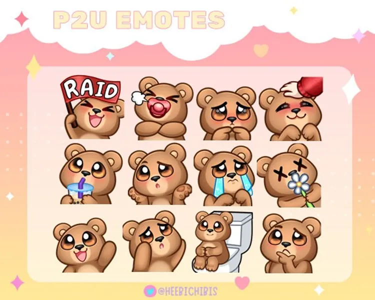 12 Brown Bear emotes 