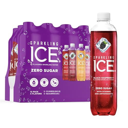 Sparkling Ice Purple Variety Pack, Flavored Water, Zero Sugar, with Vitamins and Antioxidants, 17 fl oz, 12 count (Black Raspberry, Cherry Limeade, Orange Mango, Kiwi Strawberry) - Purple Variety Pack